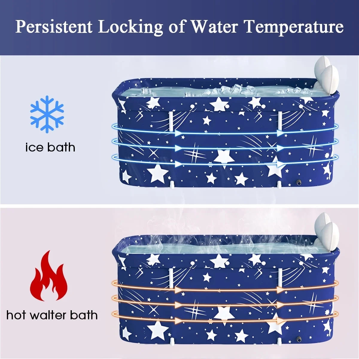 47In Large Portable Folding Bathtub, Hot & Cold Soaking Bath Tub, Starry Blue()